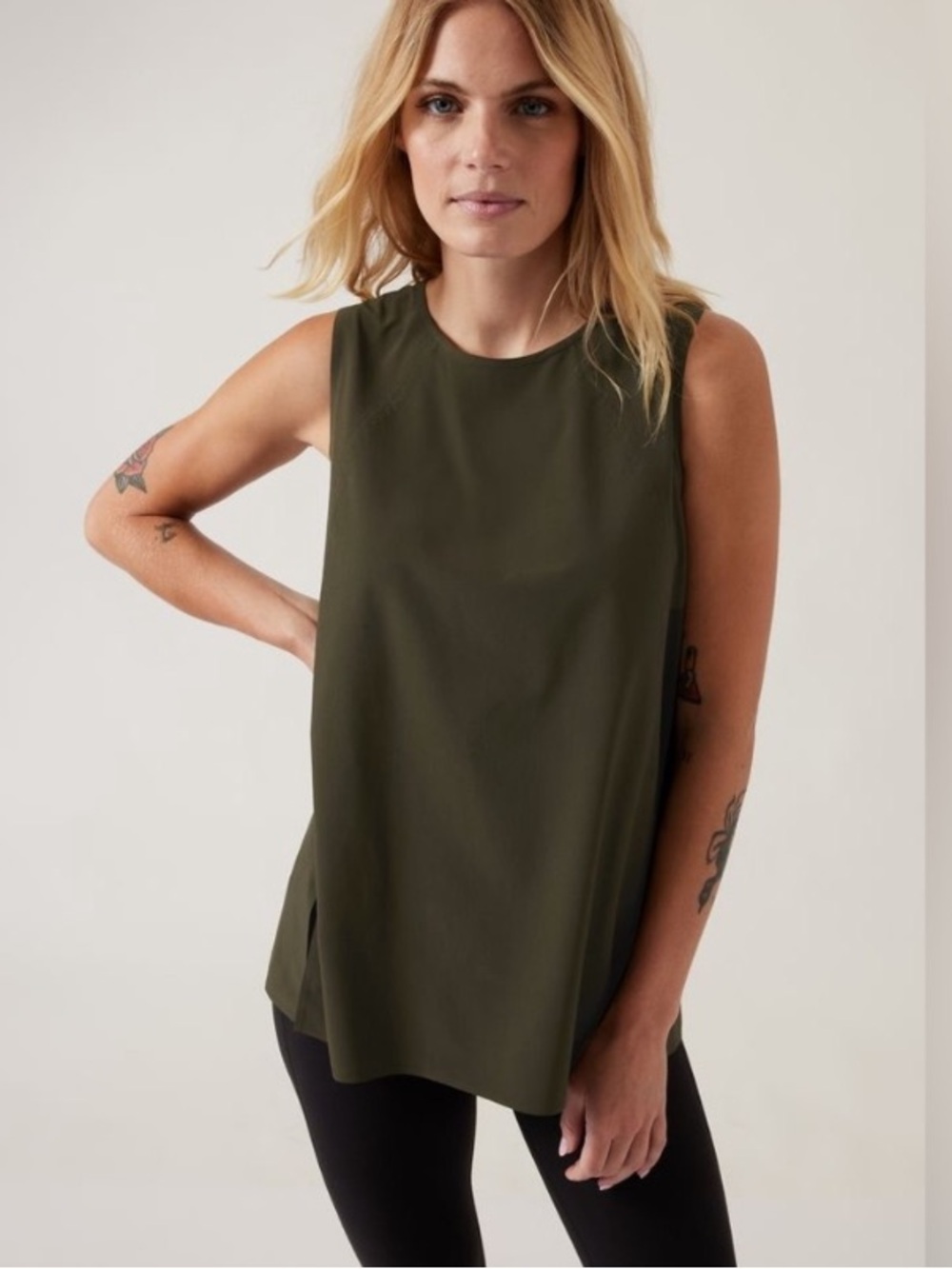 Athleta Zephyr Tank Refined in Olive Green